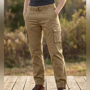 NWOT! Unbranded Cargo Utility Joggers With Belt In KHAKI, Size Large